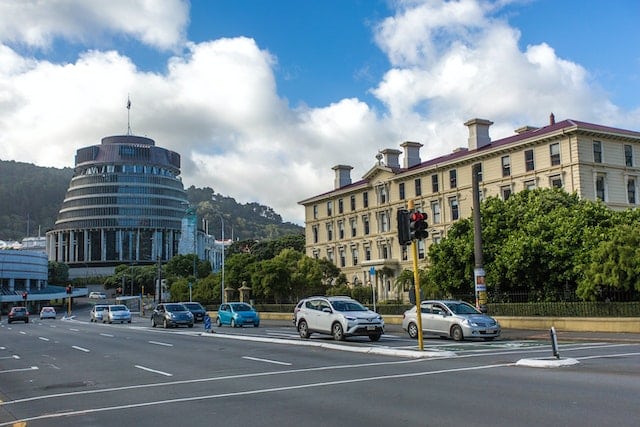 The Beehive building in Wellington, NZ